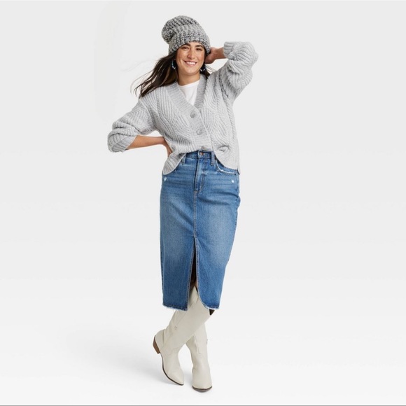 Universal Thread Sweaters - Women's Cable Lurex Cardigan - Universal Thread Gray S